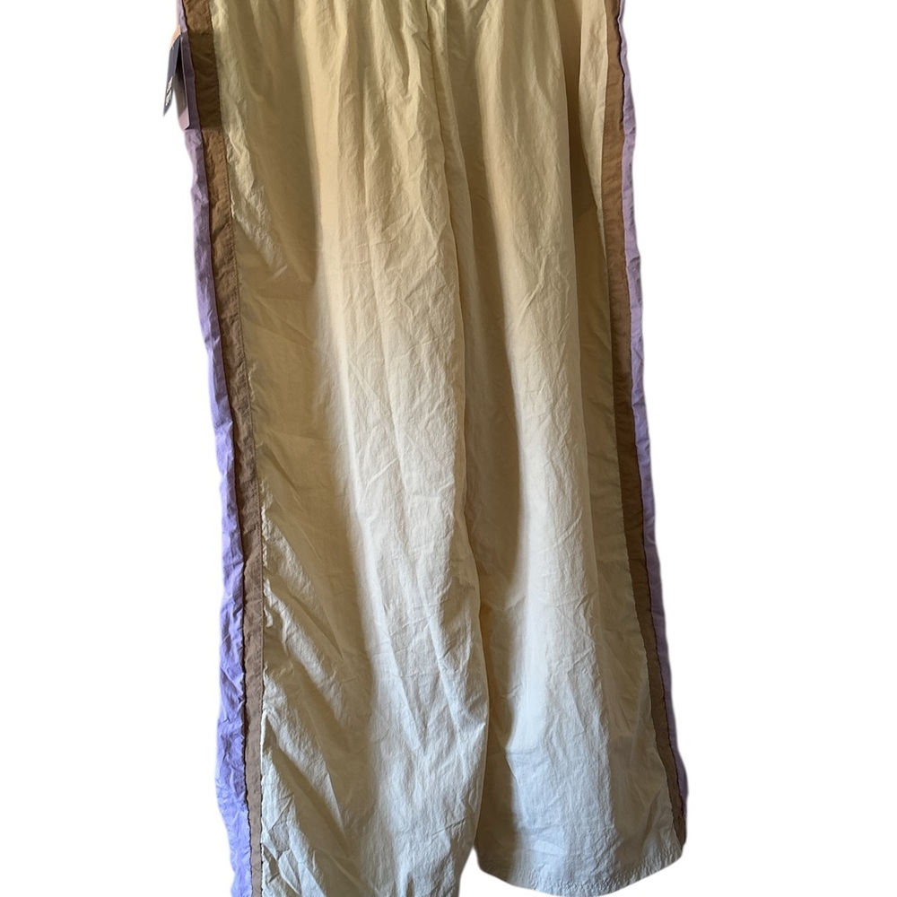 JoyLab Cream Wide-Leg Track Pants with Lilac & Tan Side Stripes - Picture 6 of 6